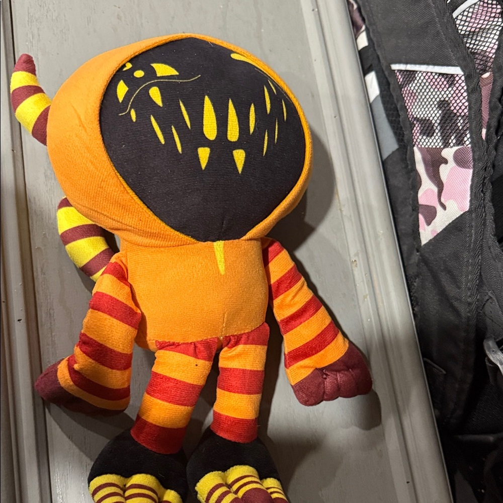 Plush Monster Toy in Orange, Red & Yellow - Kids Stuffed Animal - Picture 3 of 3